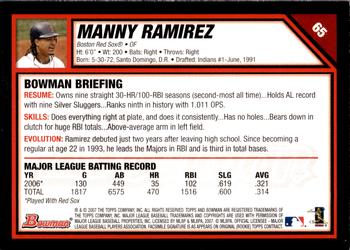 2007 Bowman - Gold #65 Manny Ramirez Back