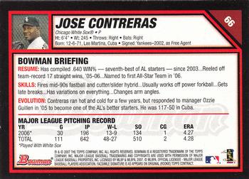 2007 Bowman - Gold #66 Jose Contreras Back