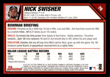 2007 Bowman - Gold #76 Nick Swisher Back