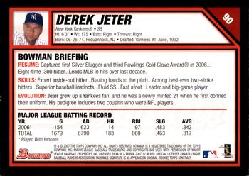 2007 Bowman - Gold #90 Derek Jeter Back