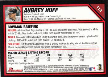 2007 Bowman - Gold #114 Aubrey Huff Back