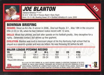 2007 Bowman - Gold #123 Joe Blanton Back