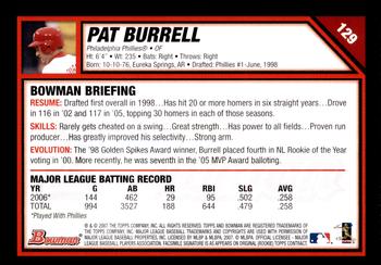 2007 Bowman - Gold #129 Pat Burrell Back
