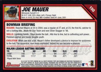 2007 Bowman - Gold #150 Joe Mauer Back