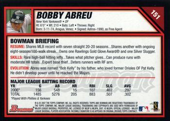 2007 Bowman - Gold #151 Bobby Abreu Back