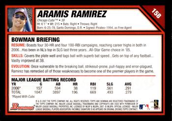 2007 Bowman - Gold #158 Aramis Ramirez Back