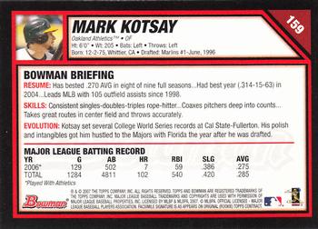 2007 Bowman - Gold #159 Mark Kotsay Back