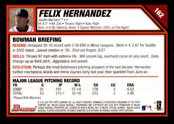 2007 Bowman - Gold #162 Felix Hernandez Back