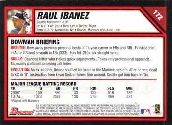 2007 Bowman - Gold #172 Raul Ibanez Back