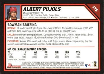 2007 Bowman - Gold #175 Albert Pujols Back