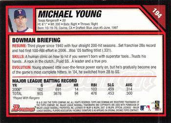 2007 Bowman - Gold #194 Michael Young Back