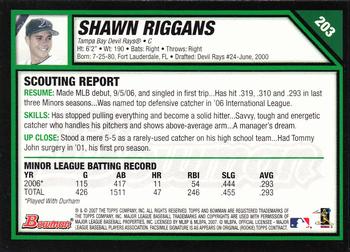 2007 Bowman - Gold #203 Shawn Riggans Back