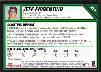 2007 Bowman - Gold #217 Jeff Fiorentino Back