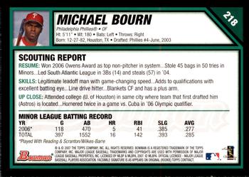 2007 Bowman - Gold #218 Michael Bourn Back