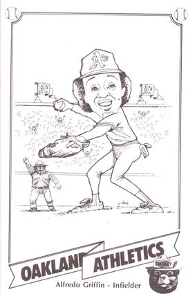 1987 Oakland Athletics Smokey Bear Color-Grams Postcards #NNO Alfredo Griffin Front