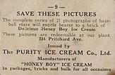 1927 Honey Boy Ice Cream (FC59) #9 Ward McVey Back