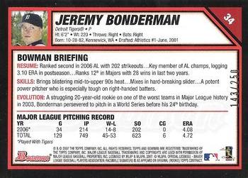2007 Bowman - Orange #34 Jeremy Bonderman Back