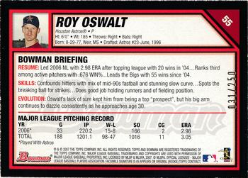 2007 Bowman - Orange #55 Roy Oswalt Back