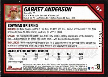 2007 Bowman - Orange #157 Garret Anderson Back