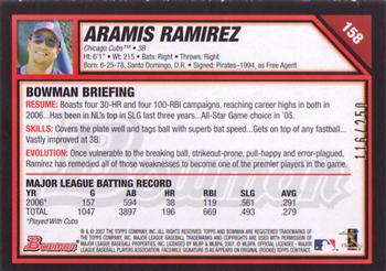 2007 Bowman - Orange #158 Aramis Ramirez Back