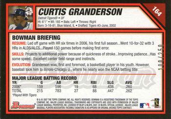 2007 Bowman - Orange #164 Curtis Granderson Back