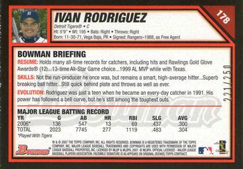 2007 Bowman - Orange #178 Ivan Rodriguez Back