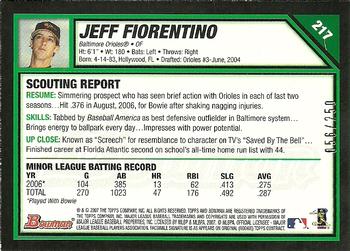 2007 Bowman - Orange #217 Jeff Fiorentino Back