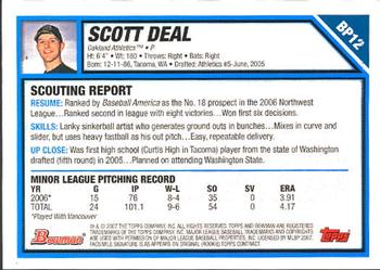 2007 Bowman - Prospects #BP12 Scott Deal Back