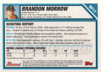 2007 Bowman - Prospects #BP17 Brandon Morrow Back