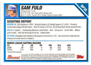 2007 Bowman - Prospects #BP35 Sam Fuld Back