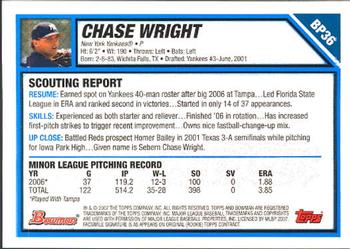 2007 Bowman - Prospects #BP36 Chase Wright Back