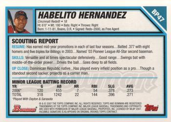 2007 Bowman - Prospects #BP47 Habelito Hernandez Back