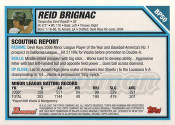 2007 Bowman - Prospects #BP50 Reid Brignac Back
