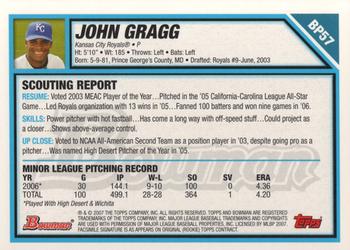 2007 Bowman - Prospects #BP57 John Gragg Back