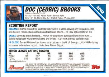 2007 Bowman - Prospects #BP62 Doc (Cedric) Brooks Back