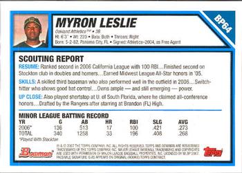 2007 Bowman - Prospects #BP64 Myron Leslie Back