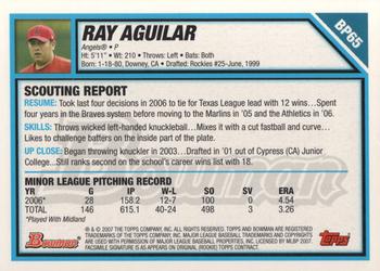 2007 Bowman - Prospects #BP65 Ray Aguilar Back