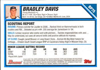 2007 Bowman - Prospects #BP75 Bradley Davis Back