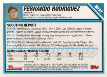2007 Bowman - Prospects #BP97 Fernando Rodriguez Back