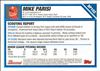 2007 Bowman - Prospects #BP102 Mike Parisi Back