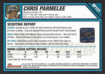 2007 Bowman - Prospects #BP121 Chris Parmelee Back