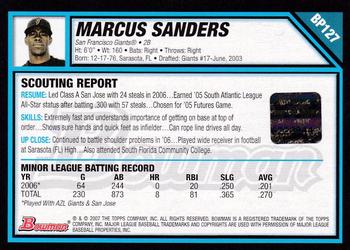 2007 Bowman - Prospects #BP127 Marcus Sanders Back