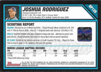 2007 Bowman - Prospects #BP128 Joshua Rodriguez Back