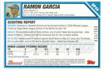 2007 Bowman - Prospects Blue #BP44 Ramon Garcia Back