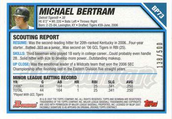 2007 Bowman - Prospects Blue #BP73 Michael Bertram Back