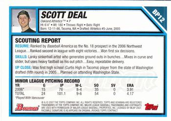 2007 Bowman - Prospects Gold #BP12 Scott Deal Back