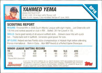 2007 Bowman - Prospects Gold #BP16 Yahmed Yema Back