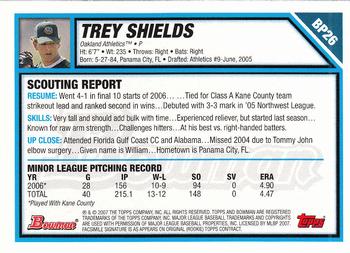 2007 Bowman - Prospects Gold #BP26 Trey Shields Back
