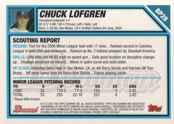 2007 Bowman - Prospects Gold #BP28 Chuck Lofgren Back