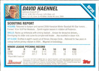 2007 Bowman - Prospects Gold #BP30 David Haehnel Back
